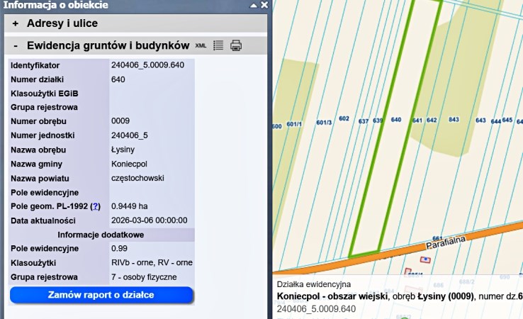 działka na sprzedaż - Koniecpol (gw), Łysiny, Parafialna